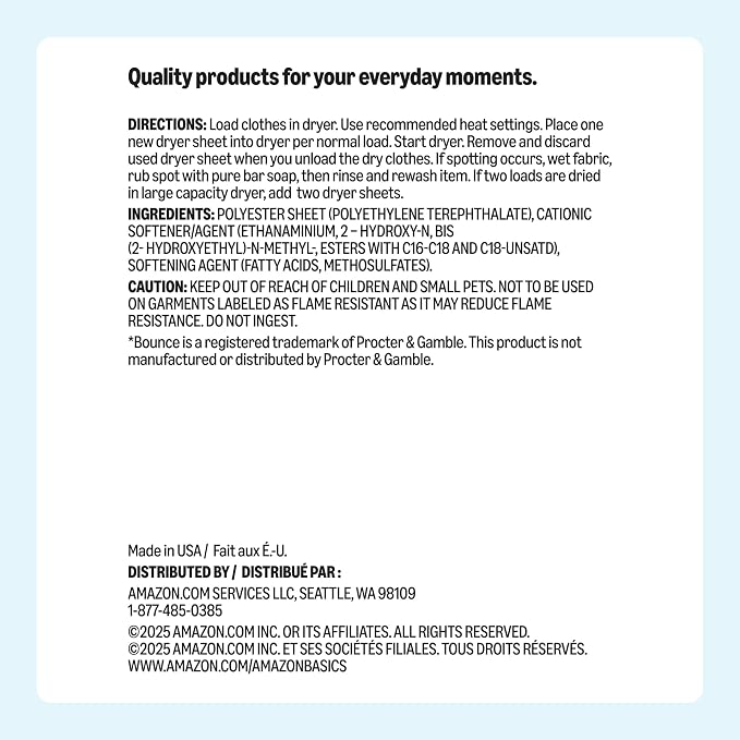 Amazon Basics Dryer Sheets Laundry Fabric Softener, Free & Clear, Hypoallergenic, Free of Fragrances, Softening Agent, Dermatologist Tested, 160 Count