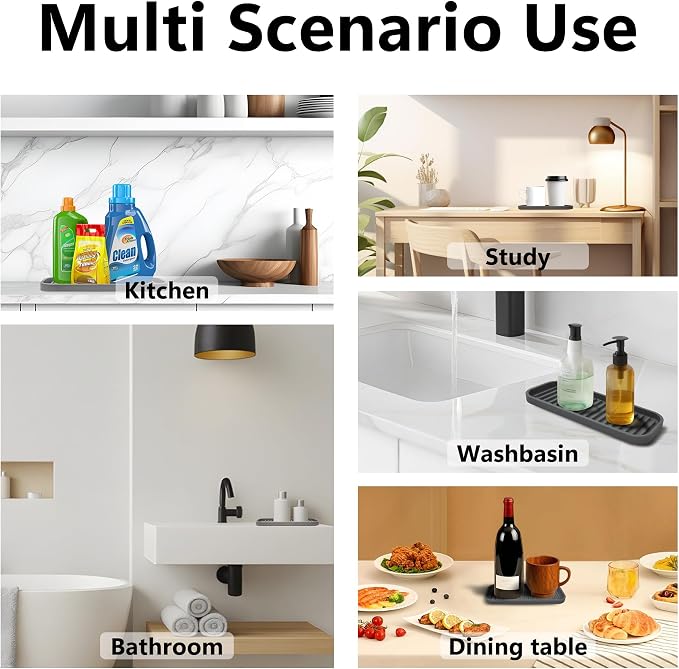 Mofason Silicone Sponge Holder - Sponge Tray for Kitchen Sink White 2 Pack | Tray for soap and sponge, kitchen sink tray, accessories to help clean sink, dish soap holder,sponge caddy for kitchen sink
