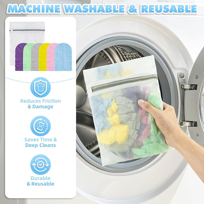 Reusable Duster Refills, Washable Duster for Swiffer (6 PCS) | with 3 Ft Extendable Handle, Reusable Microfiber Pads for Cleaning Fan, Floor, Blind, Include 1 Laundry Bag & Spray Bottle