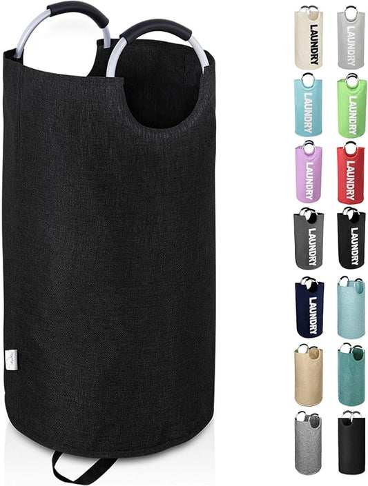 Large Laundry Basket, Laundry Hamper Bag with Handles, 115L Heather Black | Freestanding Tall Dirty Clothes Hamper, Collapsible and Portable Laundry Bin for Dorm and Bedroom, Thick Double layer Fabric