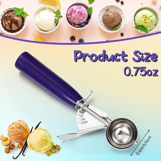 Reallnaive 2 Pcs Release Cookie Scoops Ice Cream Scooper with Trigger Release Portion Scoop Stainless Steel for Portion Control, Baking Food, Cookie Dough (0.75 oz,Purple)
