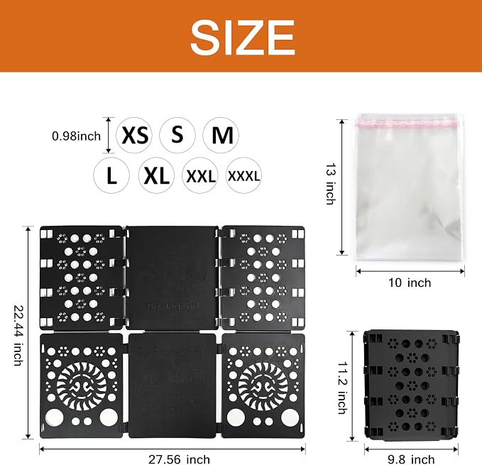 BoxLegend V3 Shirt Folding Board with 11"x14" Shirt Bags & 7 Size Stickers | All in one kit, Perfect folds every time, Professional packaging, Perfect for small businesses