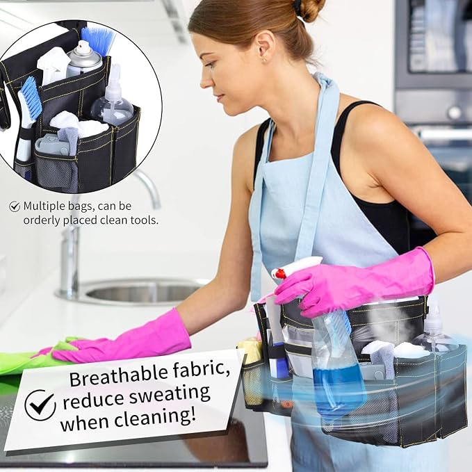 Cleaning Belt,Tool Pouch Waist Apron with Pockets Cleaning Supplies | Cleaning Tool Belt For Housekeeping Water-Resistant Cleaning Caddy Aprons for Cleaning Work