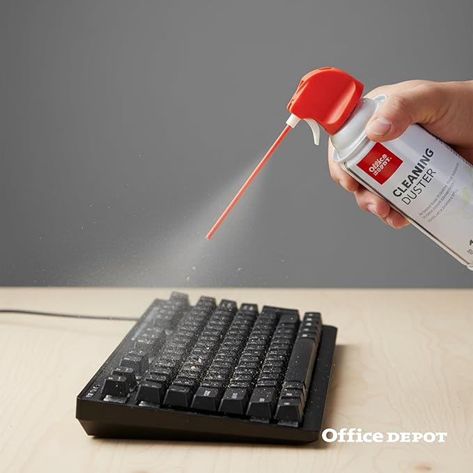 Office Depot Cleaning Duster, 10 Oz Compressed Canned Air for Electronics, Keyboard Cleaner for Computer, Laptop, PC, Printer, Office Equipment, Moisture-Free, Pack of 6