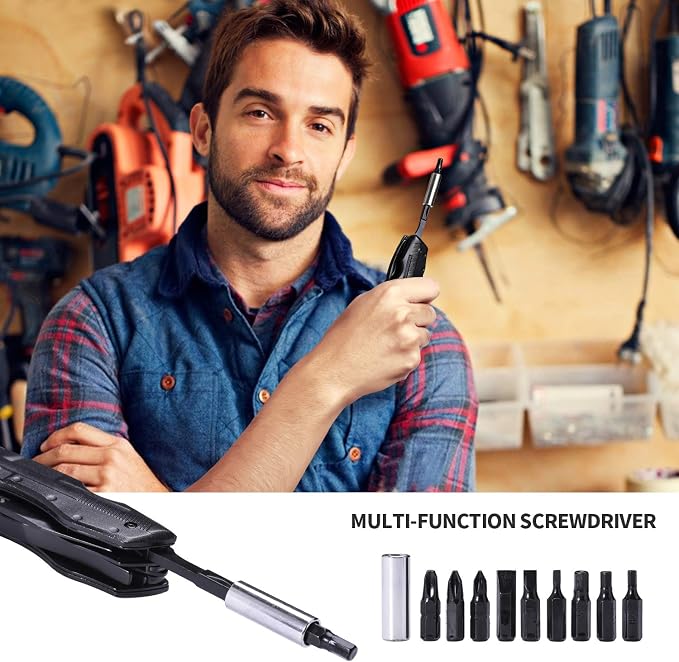 Unutes 14 in 1 Multitool Pocket Knife for Men, Tactical Multi-Tool Plier 9-in-1 screwdriver set with Nylon Sheath for Survival, Camping, Gifts Ideas for Dad, Husband