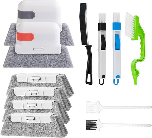 TuTuYa 12PCS Window Track Cleaning Set, Deep Clean Groove Gap Cleaning Brush Kit for Window, Blinds, Door Tracks, Sliding Doors, Tile Lines, Keyboards, Tile