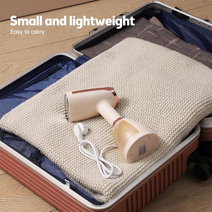 Handheld Steamer for Clothes 1500W 20s Heatup Fabric Wrinkles Remover Portable Handheld Garment Steamer with Removable Water Tank and Fabric Brush Steamer for Garments(champagne)