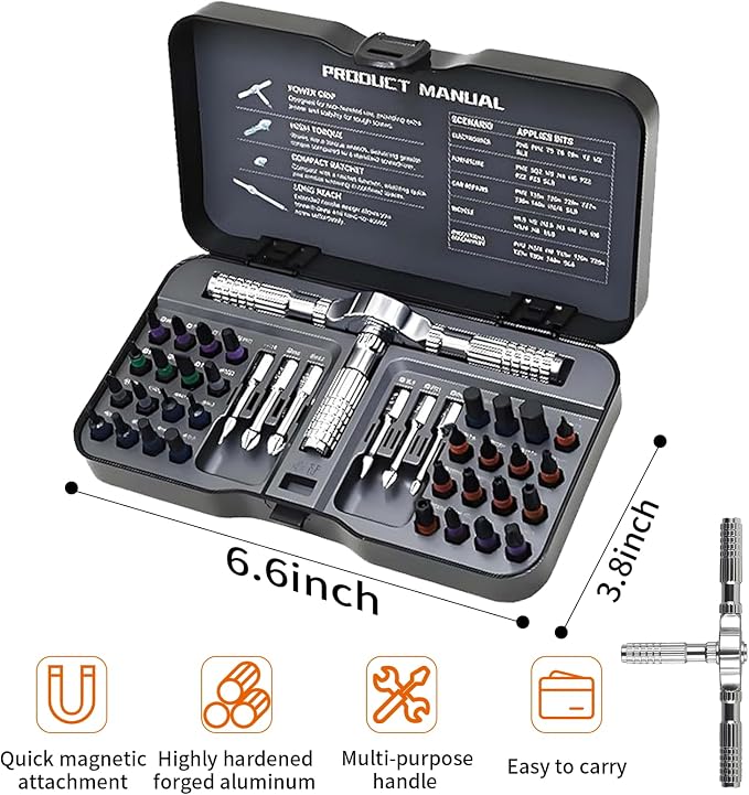 40 in 1 Magnetic Ratchet Screwdriver Set, Multi Bit DIY Magnetic Screwdriver Set with Detachable Ratchet Handle, Portable Precision Repair Tool Kit for Furniture, Electronics, Bicycle New Tools 2026