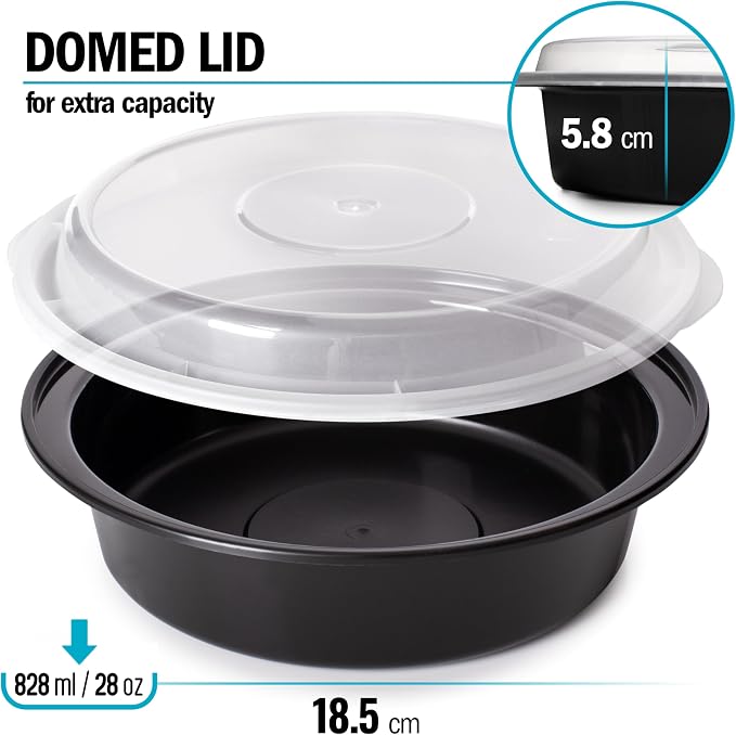 Igluu Meal Prep Containers Reusable (10 Pack) – Round Food Containers with Lids – Stackable, Microwave, Freezer & Dishwasher Safe – 28oz – 1 Compartment – BPA-Free | Round Food Containers with Lids – Stackable, Microwave, Freezer & Dishwasher Safe – BP...