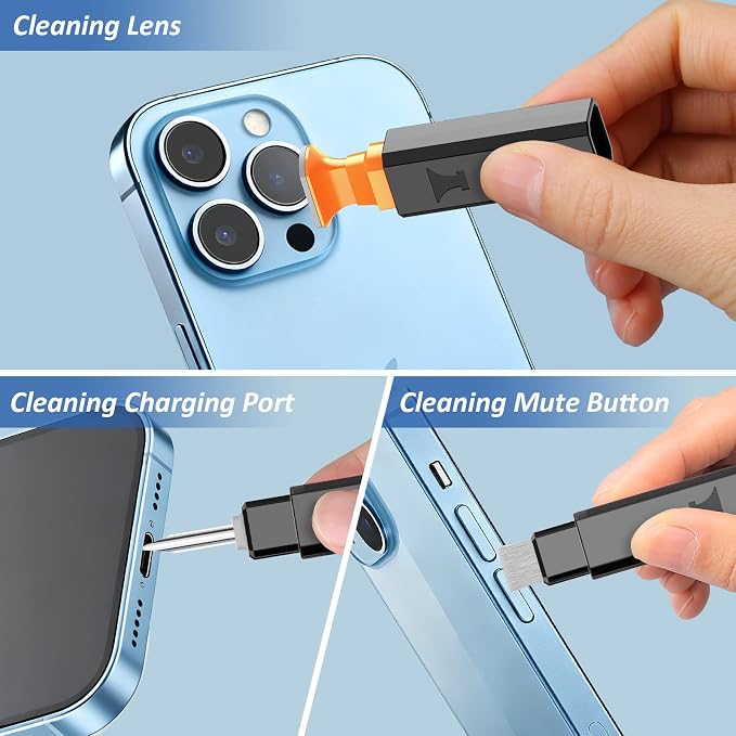 13-in-1 for iPhone Cleaning Kit Charging Port Cleaner with Portable Case | Multi-Tool Phone Cleaner for Repair iPhone AirPods Pro iPad (Type C) Charging Port Speaker, Lightning Cables, Connectors