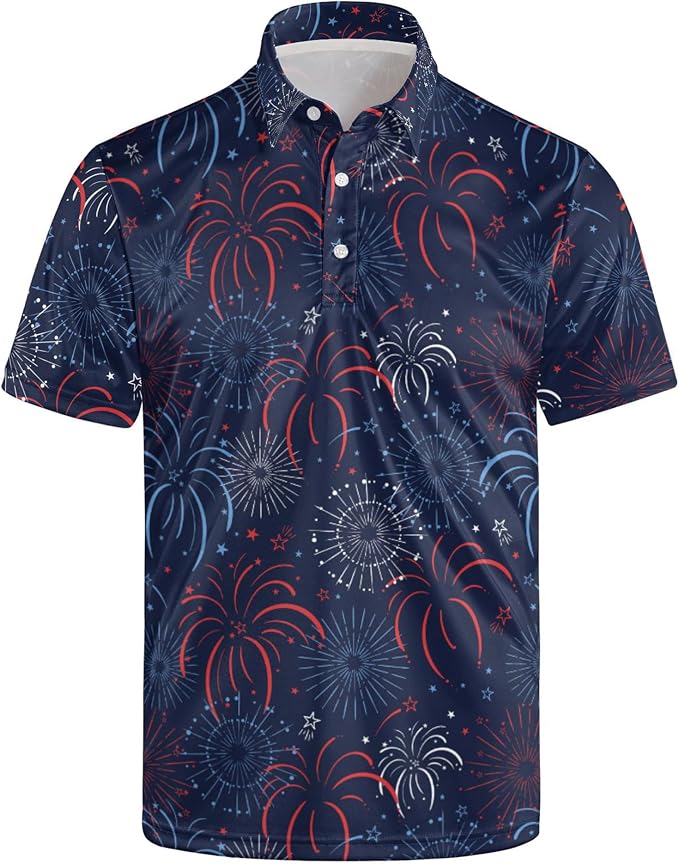 Polo Shirts for Men Moisture Wicking Mens Polo Shirts Patriotic Shirts for Men