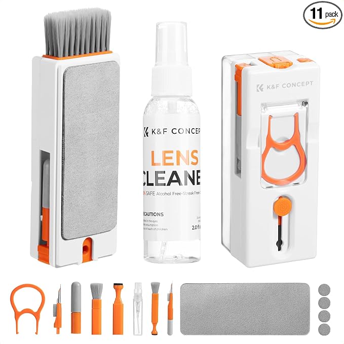 K&F CONCEPT Newly Upgraded 11-in-1 Keyboard Cleaning Kit，Multi-Device Tool | Remove Dirt In Crevices and Holes,Clean Oil and Fingerprints,Safe Mild Cleaner Has Anti-Stain Power,Protects Coatings,MM01