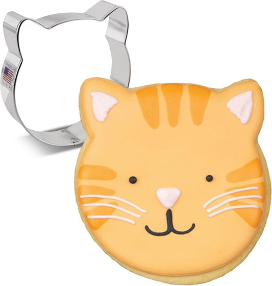 Ann Clark Cat Face Cookie Cutter, Large 4” Made in USA