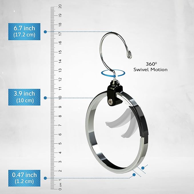 Rolly Hanger® Premium Closet Organizer, Rotating Aluminum Ring Hanger with 360° Swivel Hook, Space Saving Accessory Holder for Belts, Ties, Hats, Scarves, Purses & Handbags | Closet Organizer (3 Pack)