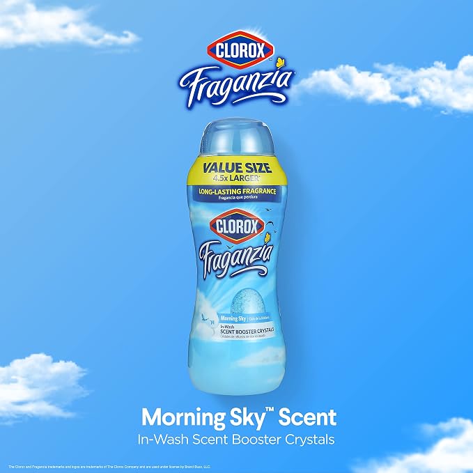 Clorox Fraganzia Scent Booster Crystals, Morning Sky, 70 Oz Bottle, 6-Pack | Add directly to washer with detergent, works in standard and high-efficiency machines, large refill size