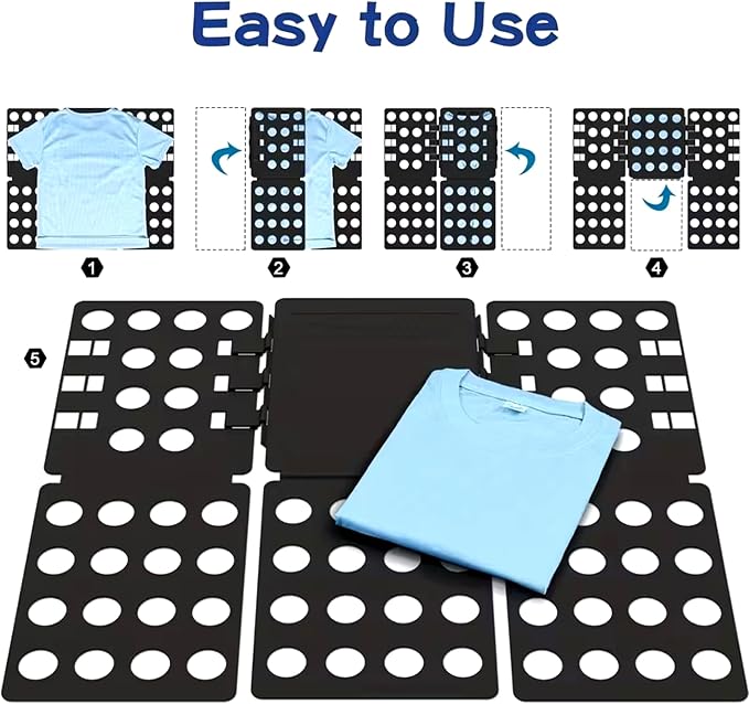 Plastic Clothes Folding Board, T-Shirt Folder Organizer for Laundry, Blue, 21.5X27.5 Inch, for Sweaters and Casual Wear (Black)