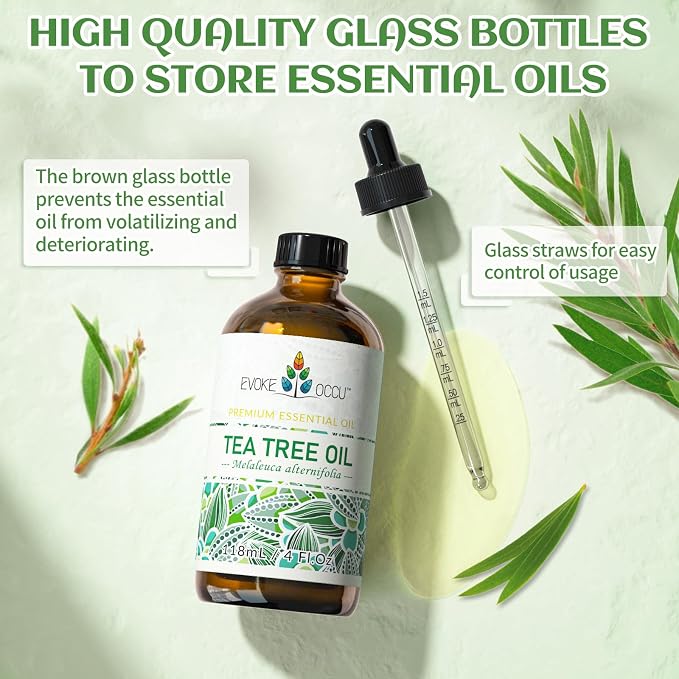 EVOKE OCCU Tea Tree Oil for Skin, Face, Toenail, Hair | Add to Body Wash, Soap, Foot Soak - 118mL / 4 fl.oz