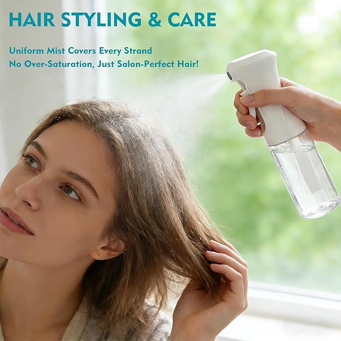 Continuous Spray Bottle, 6.8 OZ Hair Spray Bottles, Ultra-Fine Mister Spray Bottle for Hairstyling, Cleaning, Plants, Pets, Salons, and More (1 Pack)