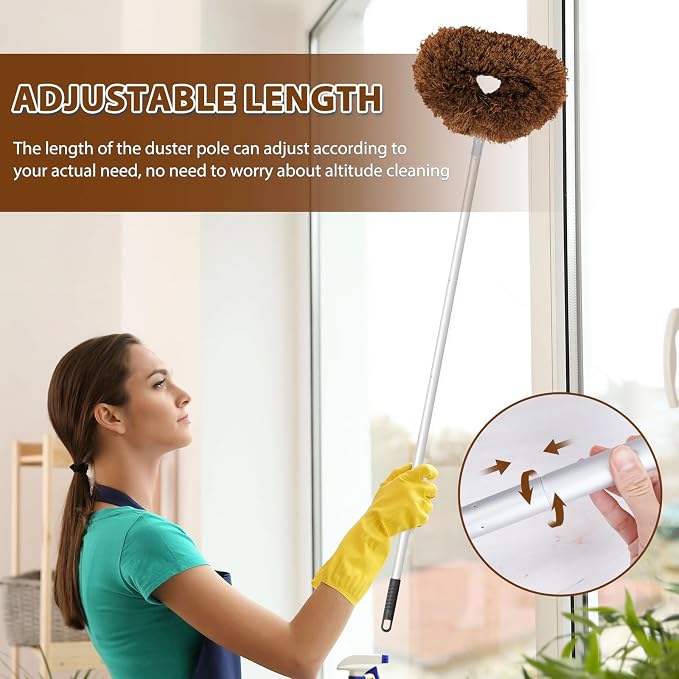 Ceiling Fan Cleaner Duster High Ceiling Extended Fan Blade Cleaner from 13 to 50 Inch Reusable Microfiber Ceiling Fan Duster with Extension Handle for Furniture Bookshelves Wall Door (Brown) | Reusable Microfiber Ceiling Fan Duster with Extension Handl...