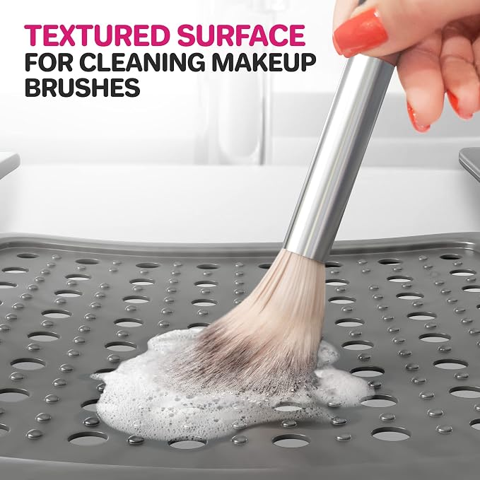 Sink Topper Bathroom Sink Cover for Counter Space, Standard Silver | Holds up to 7 lb on a steel frame; fits over basins to 19 in; 480°F silicone, hot tools; foldable makeup mat; RV, camper
