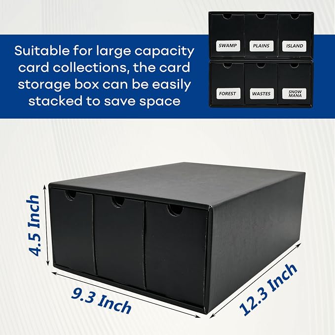 Fageverld Trading Card Storage Box, Collector Cardboard Card Box with 50 Dividers for MTG TCG Magic Baseball Sports Cards Collection, 12 Drawers
