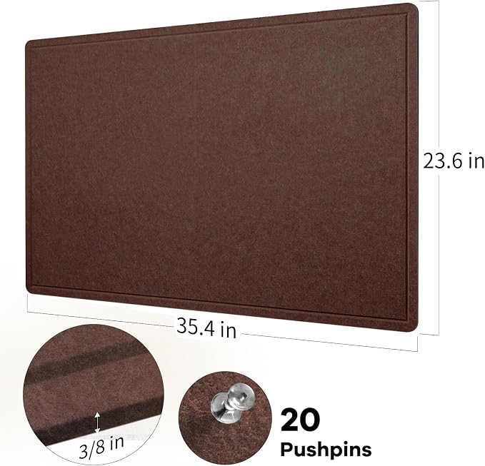 Felt Bulletin Board 36x24 inches, Decorative Pin Board for Home & Office | Cork Board Alternative for Wall with Push Pins, Display Mood Board for Photos, Notes & Reminders