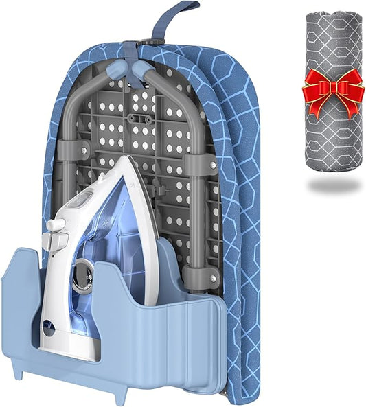 Kingboard Tabletop Ironing Board with Iron Holder, Small Iron Board with Heat Resistant Covers, Portable Mini Ironing Board with Non-Slip Feet for Home Travel, 12 * 32 Blue