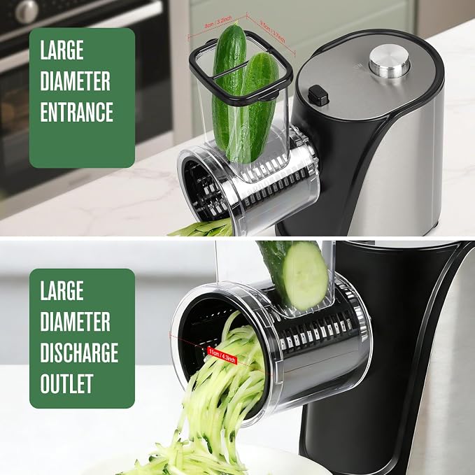 5-in-1 Electric Vegetables Chopper, 250W Cheese Grater Salad Shooter with 5 Different Blades, Kitchen Food Processor Cutter Slicer for Carrots, Potatoes, Nuts, Crackers, Salad Prep
