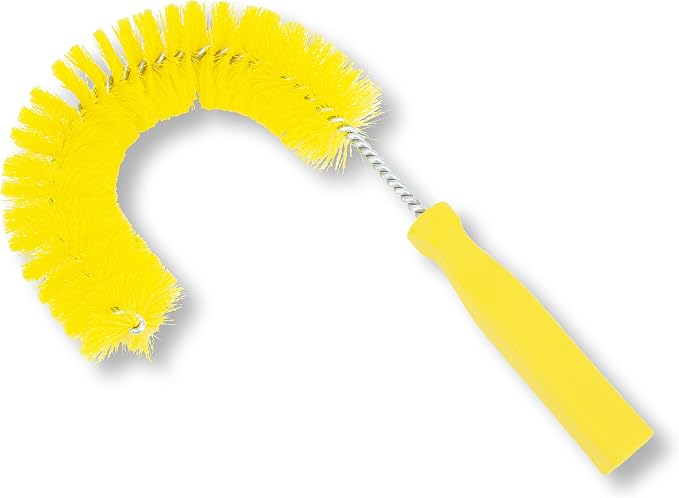 SPARTA Plastic Hook Dusting Brush, Clean-In-Place, Galvanized Wire with Threaded Hole for Dusting Surface of Curved Drains and Pipes, 11.5 Inch Length, Yellow