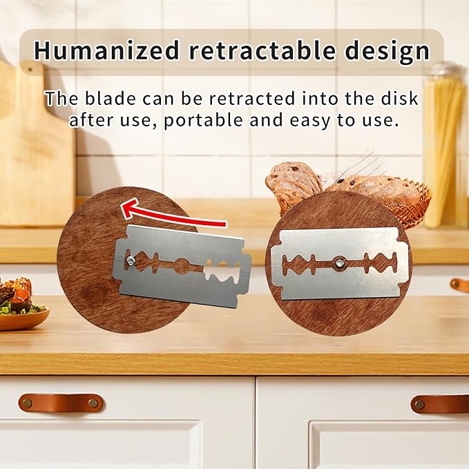 Artisan UFO Bread Lame Cutter for Sourdough Bread Makers, Premium Wooden Sourdough Scoring Tool with CNC Engraved Design, 5 Bread Knife Blades & PU Storage Case for Homemake Lovers Gifts