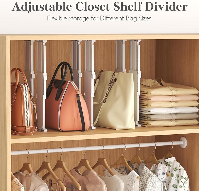 Lifewit 5 Pack Drawer Dividers for Clothes, 4" High 10.5"-16.5" Expandable Dresser Drawer Organizers, Adjustable White Plastic Separators for Kitchen, Cabinet, Nursery, Socks & Underwear Storage