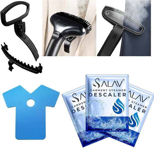 SALAV® Accessories Set - Pants Press, Fabric Brush, Mini Ironing Board, 3-pc Descaler Packets, Compatible with GS18 Garment Steamer (Steamer not Included)