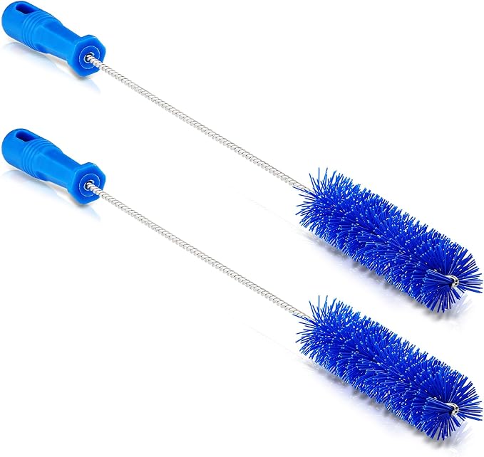 Baderke 2 Pieces Drain Brush Pipe Cleaning Tube Brushes 19.7 Inch Plastic Shower Pipe Flexible Cleaning Tool(Blue,19.7 x 1.5 Inch)