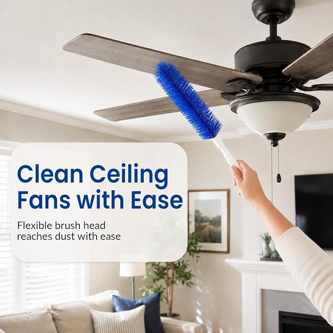 Fan Cleaning Brush, Bendable Dust Remover for AC Vent Grilles, Window Tracks, Keyboards and Narrow Spaces (2)