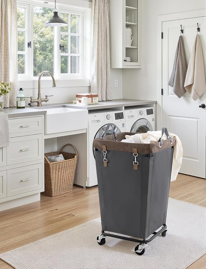 StorageWorks 160L Laundry Basket with Wheels, Rolling Hampers for Clothing