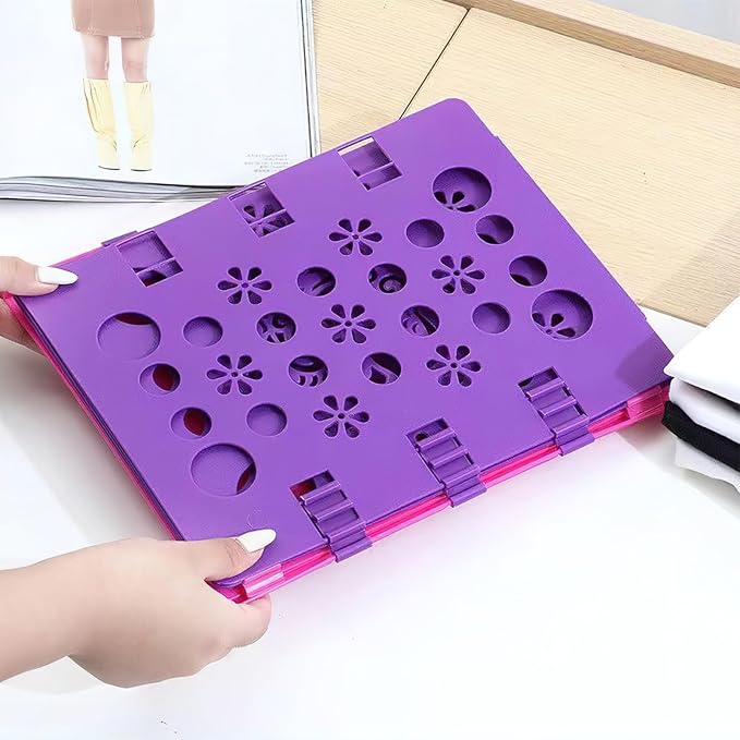 Generic Version 3 T-Shirt Folding Board Durable Flip Fold Clothes Folder Save Time Easy to Fast Plastic Clothes Folding Boards for Adults (Pink Purple)