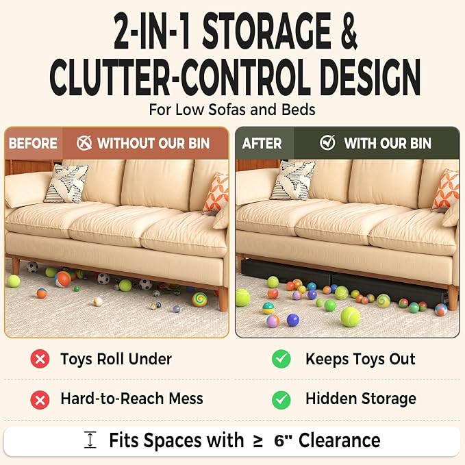 Fokyfok 2 Pack Under Bed Storage with Wheels 6 inch Height | Metal Frame,Lid,Rolling Slim Under Bed Drawers for Shoes,Clothes and Toys,Shallow Underbed Storage,Under Couch Storage,Black