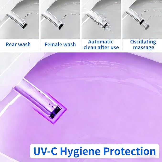 Smart Toilet with Bidet, UV-C Light, Auto Flush, Auto Open&Close, Blackout Flush, Heated Seat, Air Dryer, Modern Elongated Japanese One Piece Bidet for Bathrooms,1000 Gram MaP