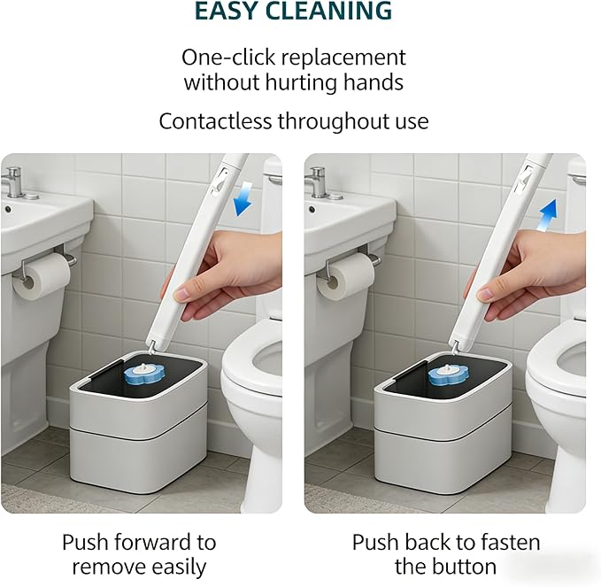 36 sets of disposable toilet brush replacement pads, Auto open and close toilet brush sets, wall-mounted non-contact toilet cleaning kits, and three types of replacement brush heads (Toilet brush set)