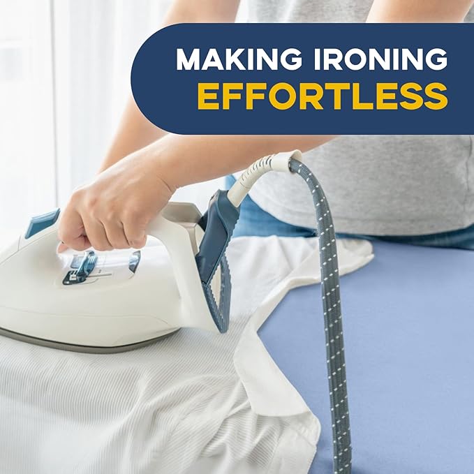 RAINHOL Ironing Board, 43x13 Full Size Iron Board with Iron Rest, Heavy Duty Compact Ironing Board with Thick Cover and Pad, Height Adjustable Sturdy Iron Stand, Blue