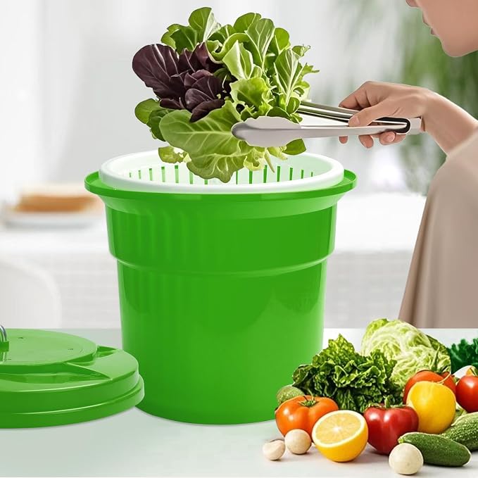 5 Gallon Commercial Salad Spinner and Dryer | Large Manual Vegetable Washer & Greens Dryer with Drain Tube, Heavy-Duty & FDA Listed for Restaurant, Home, Farm Use