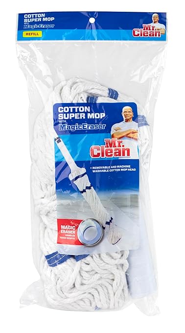 Mr. Clean Super Twist Floor Mop Cotton Yarn Refill Head with Magic Eraser, Blue