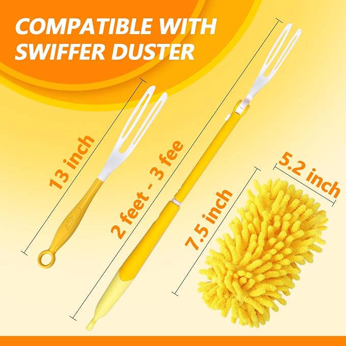 Reusable Chenille Duster Refill Compatible with Swiffer Duster | 360 Heavy Duty Dusters Refills - Washable Microfiber Ceiling Fan Duster for Swiffer Dusters, 8 Pack(Handle is Not Included)