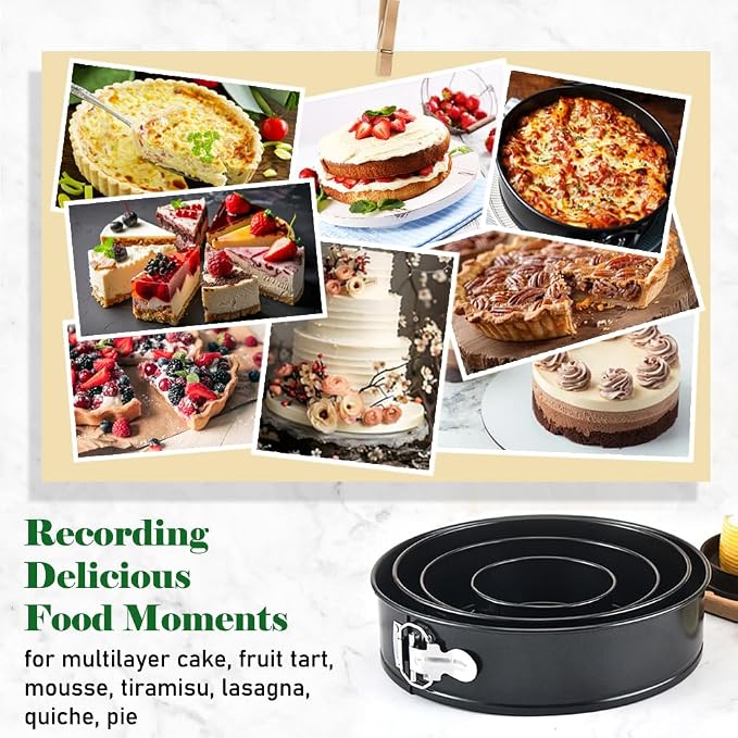 Tellshun 4 Pack Small Springform Cheesecakes Pan Tins Set 4 Inch Mini Baking Mold 4 Pieces Round Leakproof Nonstick Removable Bottom Bakeware for Pie Pizzas and Quiches Includes 50Pcs Parchment Paper