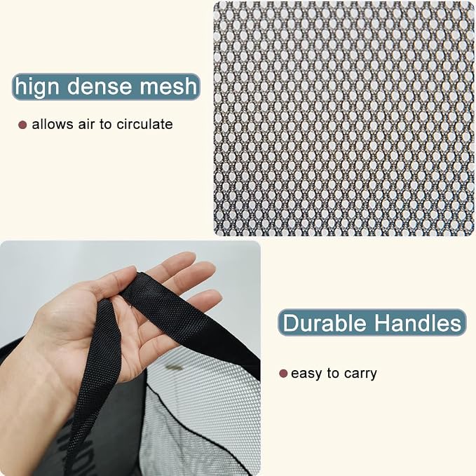 2Pcs Dirty Clothes Hampers for Laundry Foldable Mesh Pop Up Hampers | Collapsible Laundry Baskets Travel Cruise Hampers Blue Space Saving Easy to Carry for Laundry Room, College Dorms, Bedroom