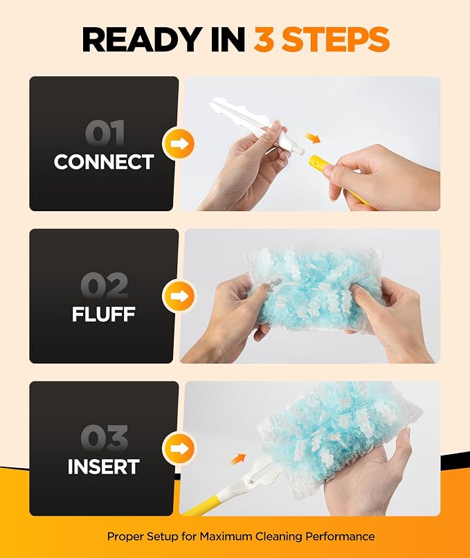 12 Count Duster Refills for Swiffer Duster, One-Sided Disposable Dusters Refills with 4X Microfibers (Handle Not Included)