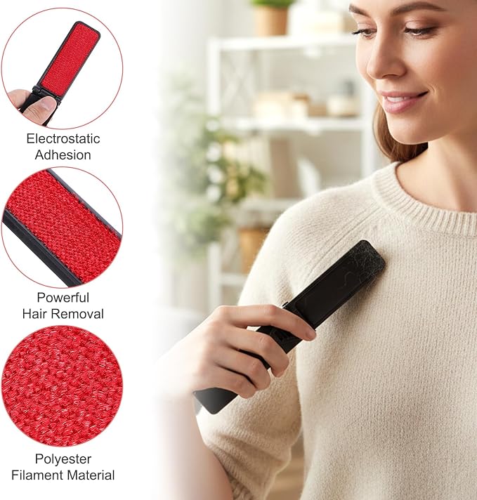 4 Pack Foldable Travel Lint Brush, Reusable Lint Brushes for Clothes | Portable Lint Roller Sticky Surface Mini Travel Lints Remover Fuzz Remover for Furniture Couch Sofa Pet Hair Black