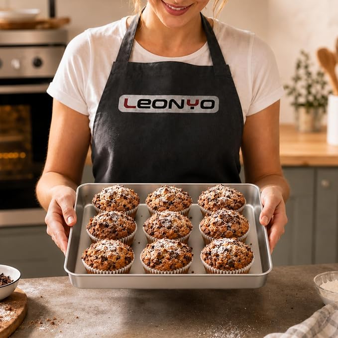 Leonyo 9.3 x 7 Inch Bakeware Cake Pan Set of 6, 2 Inch Deep Lasagna Pan, Rectangle Stainless Steel Baking Tray Sheets for Baking Commercial Kitchen, Focaccia Bread, Casserole Dish