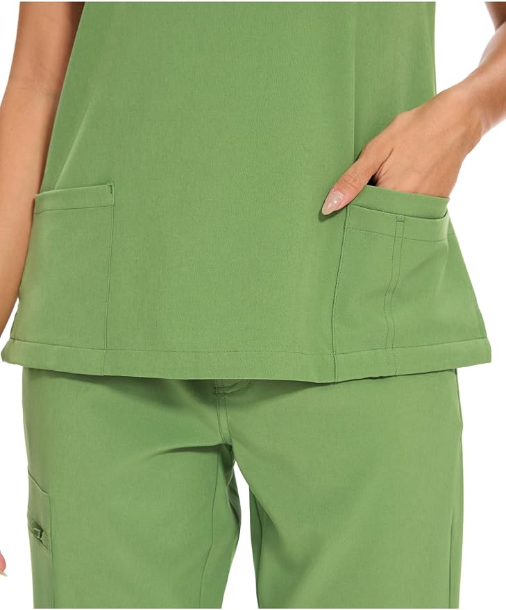 Scrubs Tops for Woman - Soft Stretch, V-Neck Tops | 3 Pockets, Side Split Design, Short Sleeve, Breathable & Lightweight Nursing Shirt, Easy-Care Fabric for All-Day Comfort