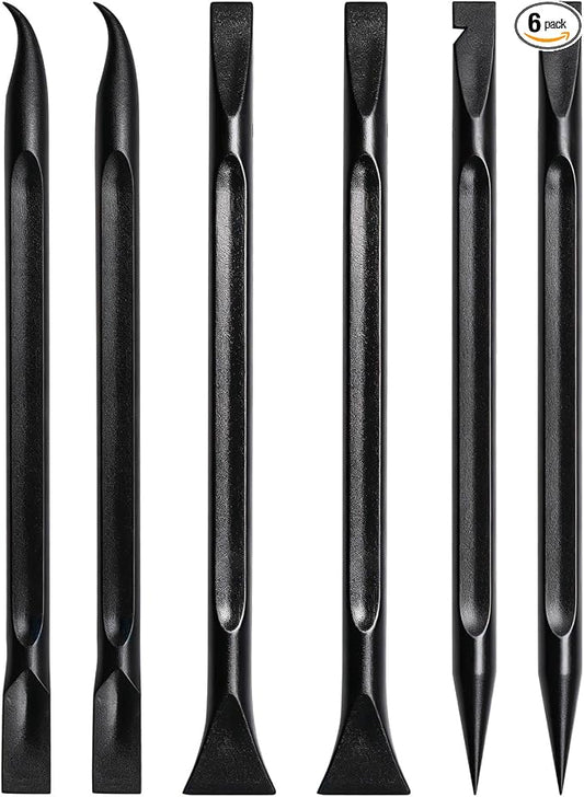 6 Pack Car Detailing Picks Set, Black Plastic Detailing Picks with 6 Cleaning Heads, Safe Automotive Cleaning Tools for Interior Exterior Car Detailing